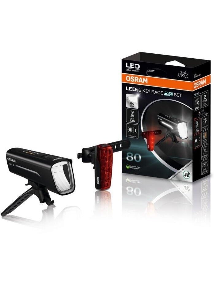 Dviračių žibintų rinkinys Osram LED, plastikas, juoda 2