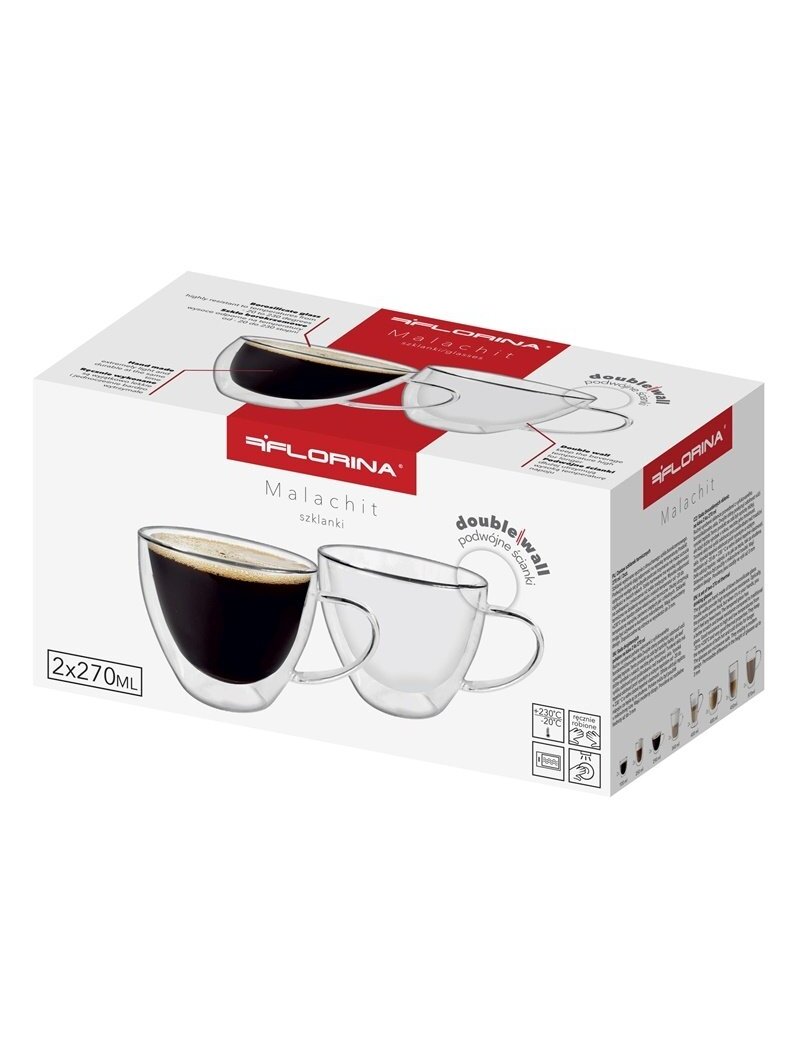 Dvigubo stiklo puodeliai FLORINA 3K6603, 270 ml, 2 vnt. 2 Dvigubo stiklo puodeliai FLORINA 3K6603, 270 ml, 2 vnt. 2