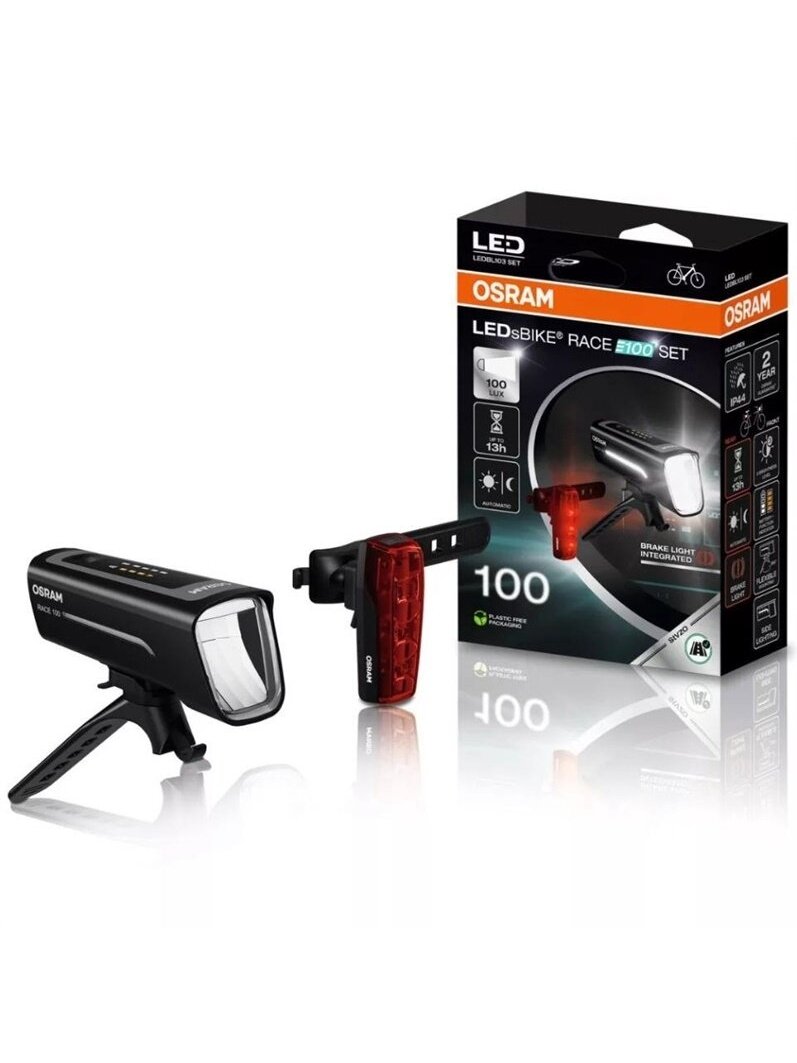 Dviračių žibintų rinkinys Osram LED, plastikas, juoda