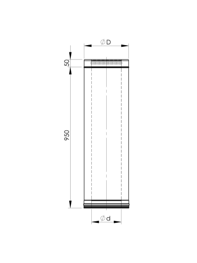 DW dūmtraukio segm. NPNP (304) (S=0.8mm) d.115/215, L-1.0 m