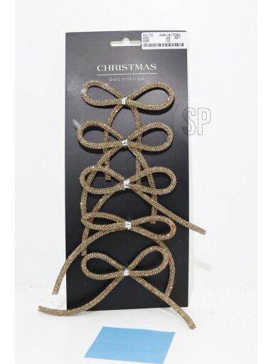 Eglutės žaisliukas Beads Bow, šampano, polietilenas, 5 vnt. Eglutės žaisliukas Beads Bow, šampano, polietilenas, 5 vnt.