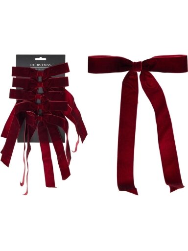 Eglutės žaisliukas Bow, bordo, poliesteris, 5 vnt. Eglutės žaisliukas Bow, bordo, poliesteris, 5 vnt.