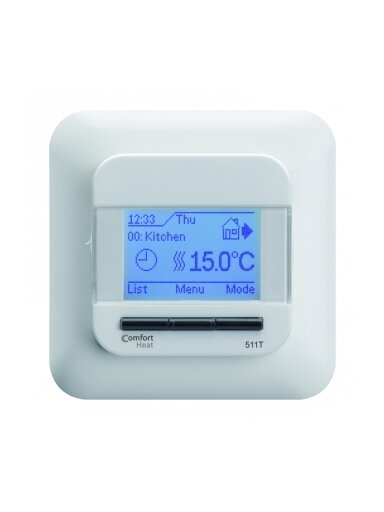 Elektra šildomų grindų termostatas Comfort Heat, C511T rėmeliui stačiakampiais kraštais