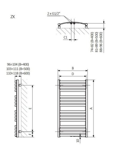 Elektrinis rankšluosčių džiovintuvas TERMA D01 50 x 96 cm