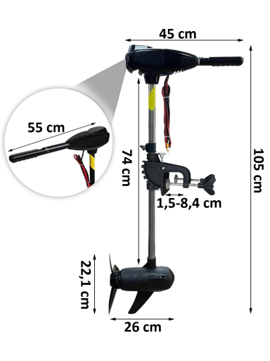 Elektrinis valties variklis BALLA 150 Lbs, 24V