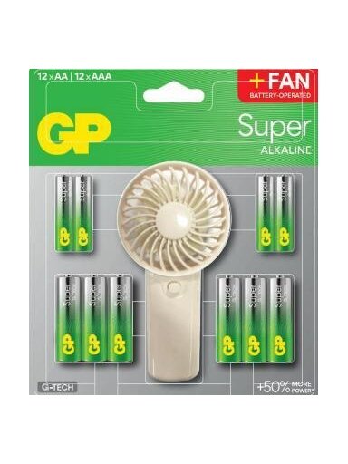 Elementai GP SUPER 12AA+12AAA ir ventiliatorius