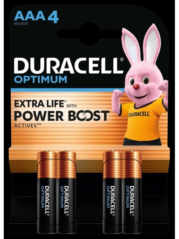 Elementai DURACELL OPTIMUM, AAA/LR03, 1.5V, 4 vnt Elementai DURACELL OPTIMUM, AAA/LR03, 1.5V, 4 vnt