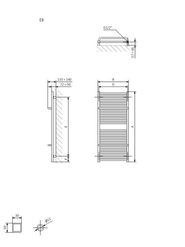 Elektrinis rankšluosčių džiovintuvas Terma Lima, 60x114 cm 1 Elektrinis rankšluosčių džiovintuvas Terma Lima, 60x114 cm 1