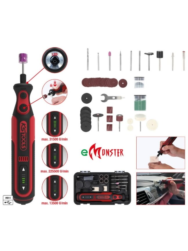 eMonster rechargable grinder set, 50 pcs, KS Tools 2 eMonster rechargable grinder set, 50 pcs, KS Tools 2