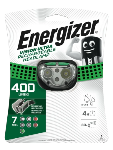 ENERGIZER Galvos žibintuvėlis, 400lm, įkraunamas, VISION ULTRA, ENERGIZER