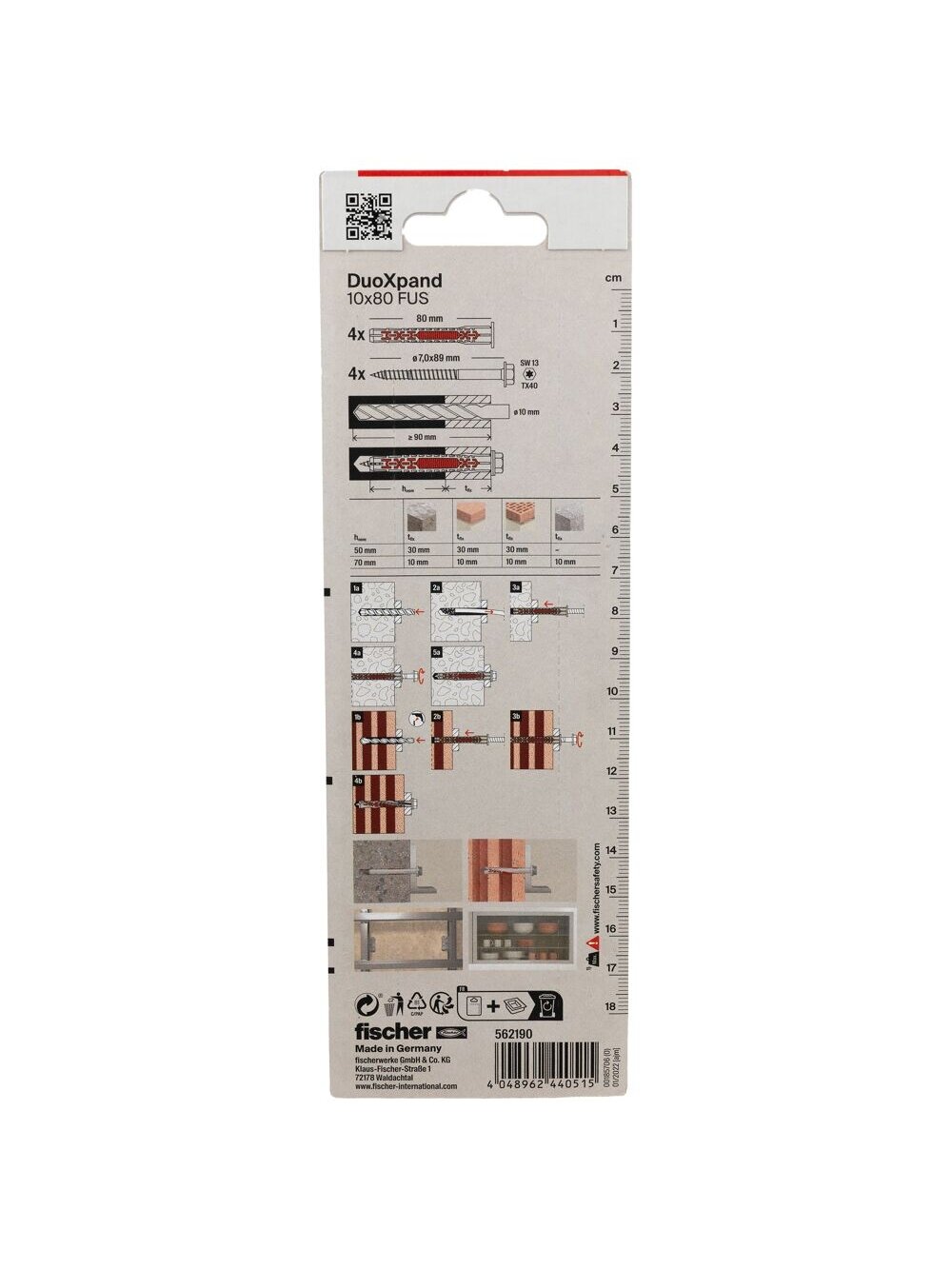 Fischer DuoXpand kaištis su varžtu 10x80 FUS, 4 vnt. 2 Fischer DuoXpand kaištis su varžtu 10x80 FUS, 4 vnt. 2