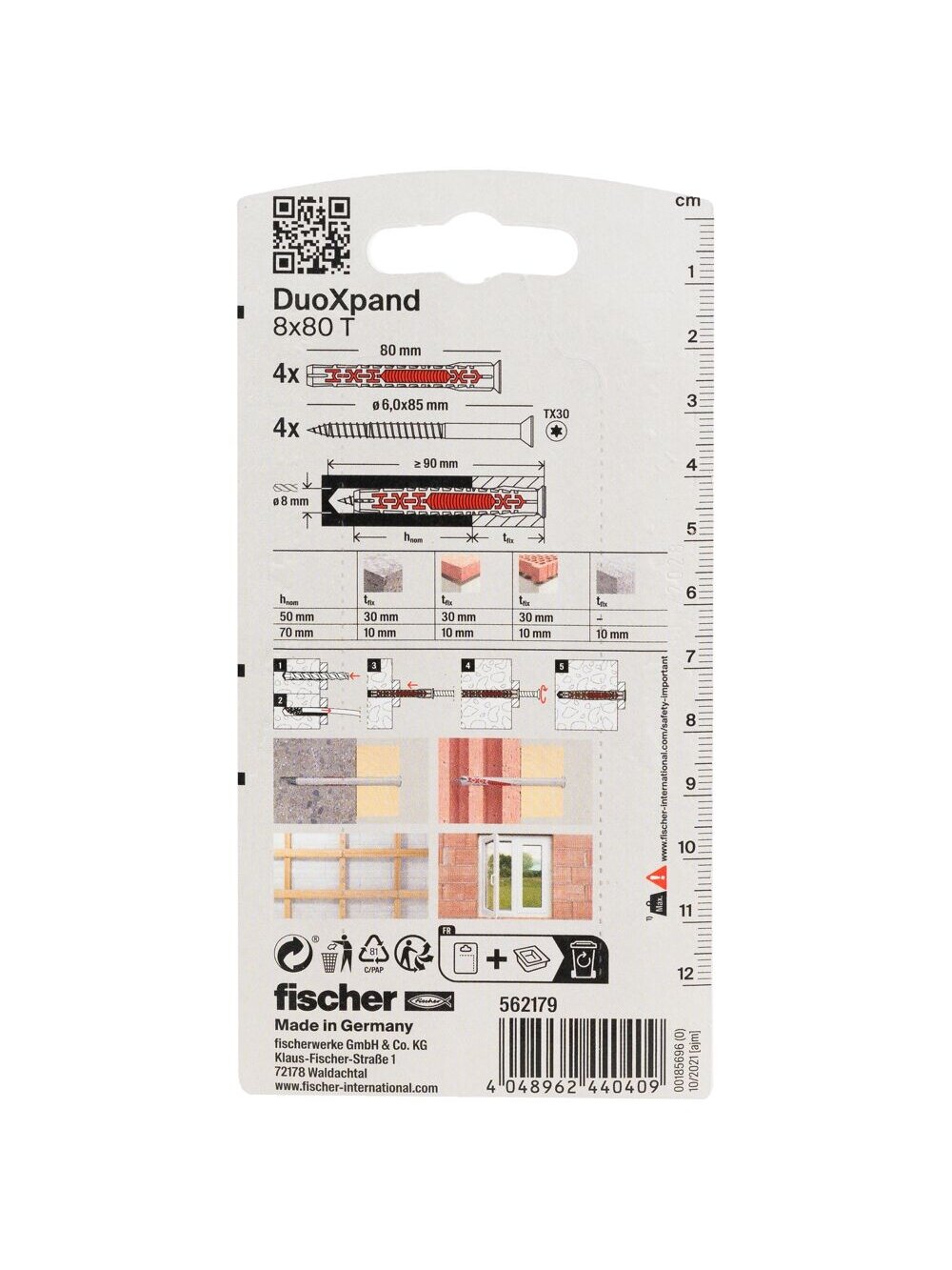Fischer DuoXpand kaištis su varžtu 8x80 T, 4 vnt. 2 Fischer DuoXpand kaištis su varžtu 8x80 T, 4 vnt. 2