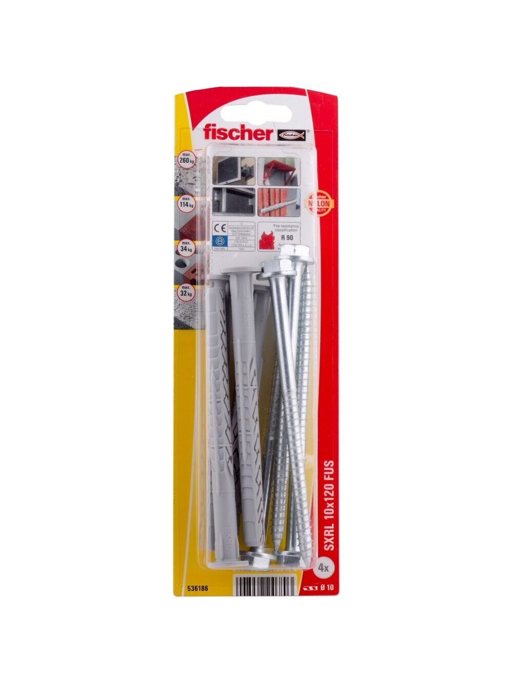 Fischer Kaištis su varžtu SXRL 10 x 120 FUS 4 vnt. Fischer Kaištis su varžtu SXRL 10 x 120 FUS 4 vnt.