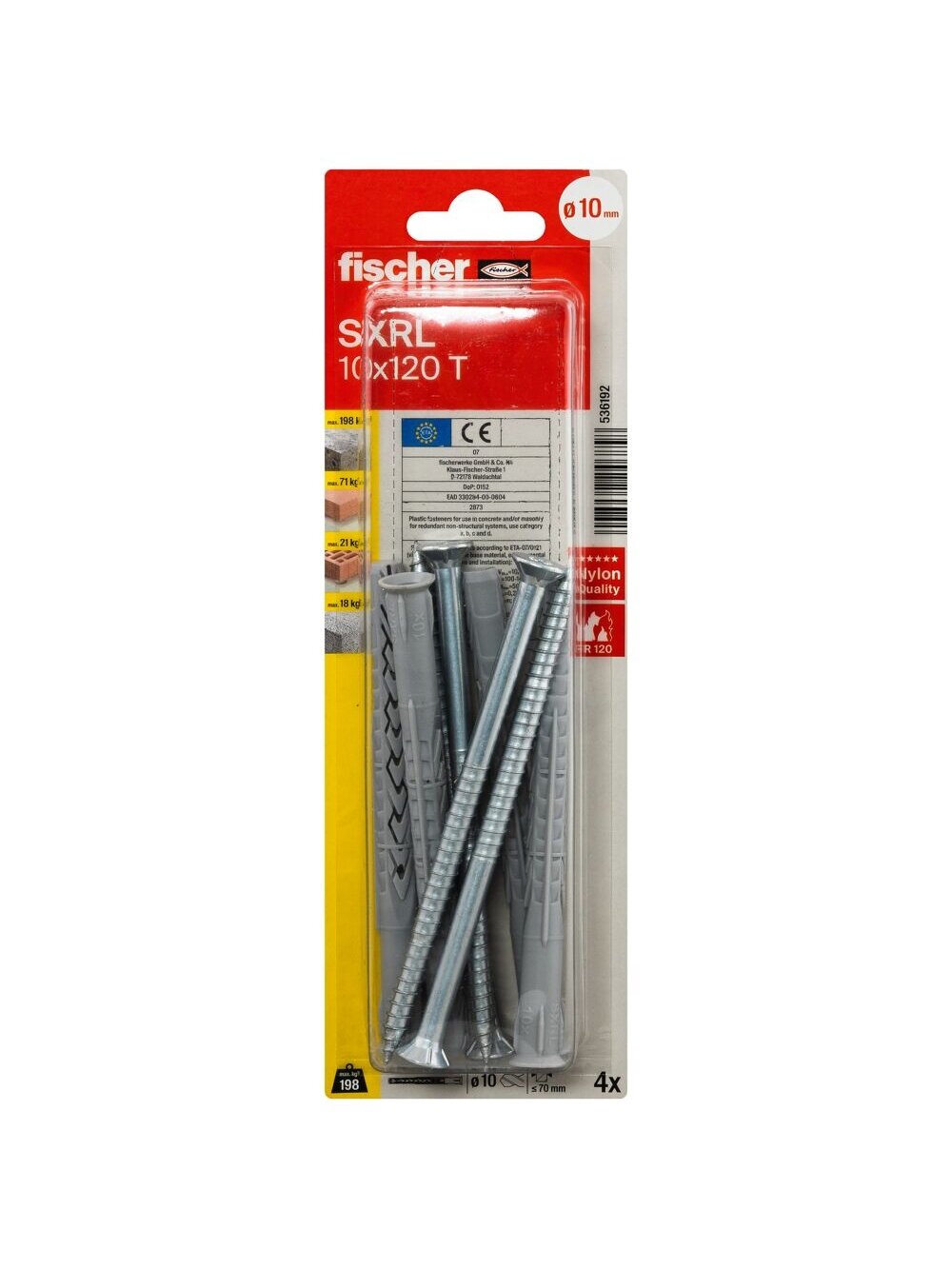 Fischer Kaištis su varžtu SXRL 10 x 120 T 4 vnt. Fischer Kaištis su varžtu SXRL 10 x 120 T 4 vnt.