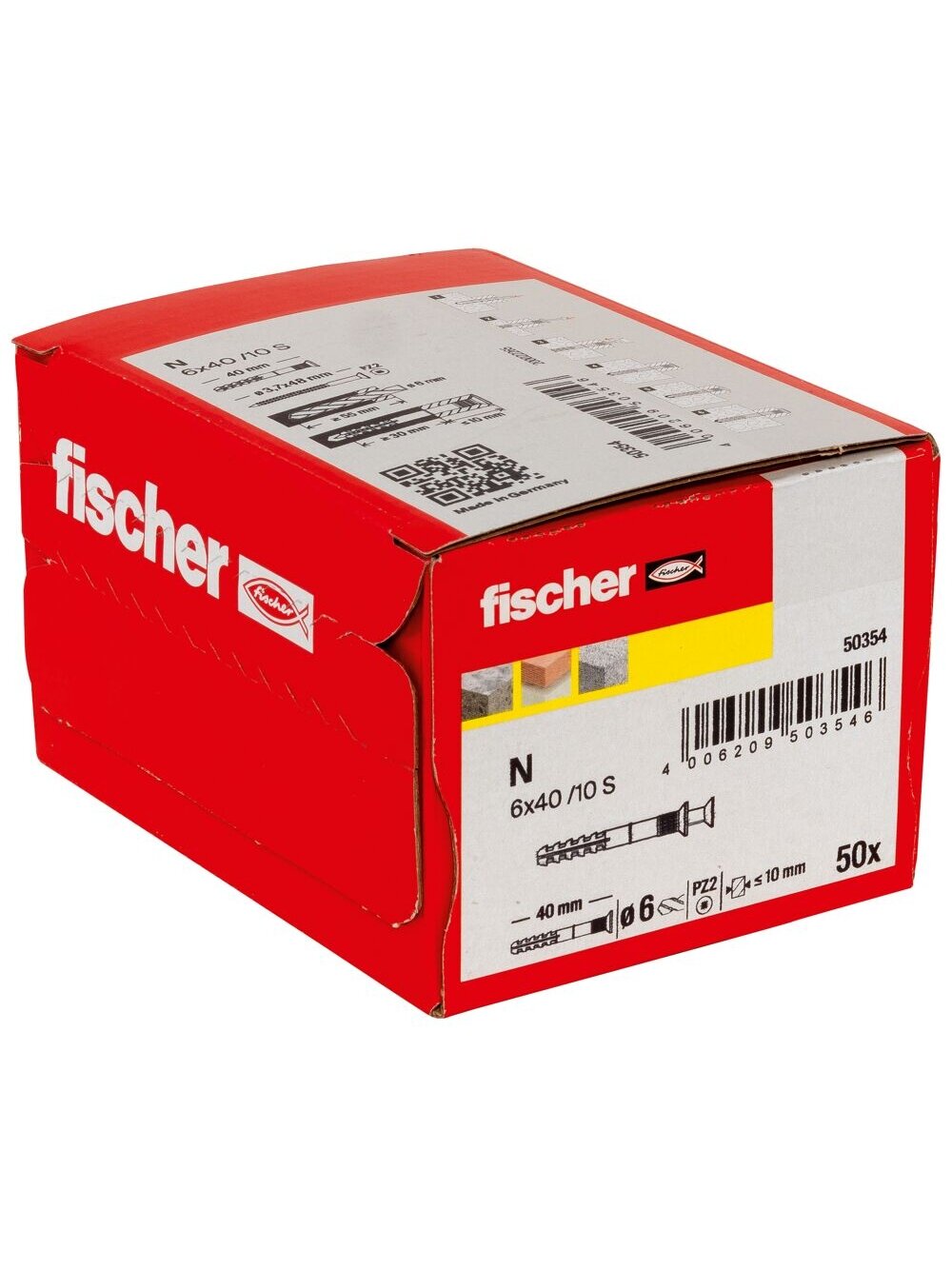 Fischer Kalamas kaištis N S 6x40/15 mm, Fischer 50 vnt. 1 Fischer Kalamas kaištis N S 6x40/15 mm, Fischer 50 vnt. 1
