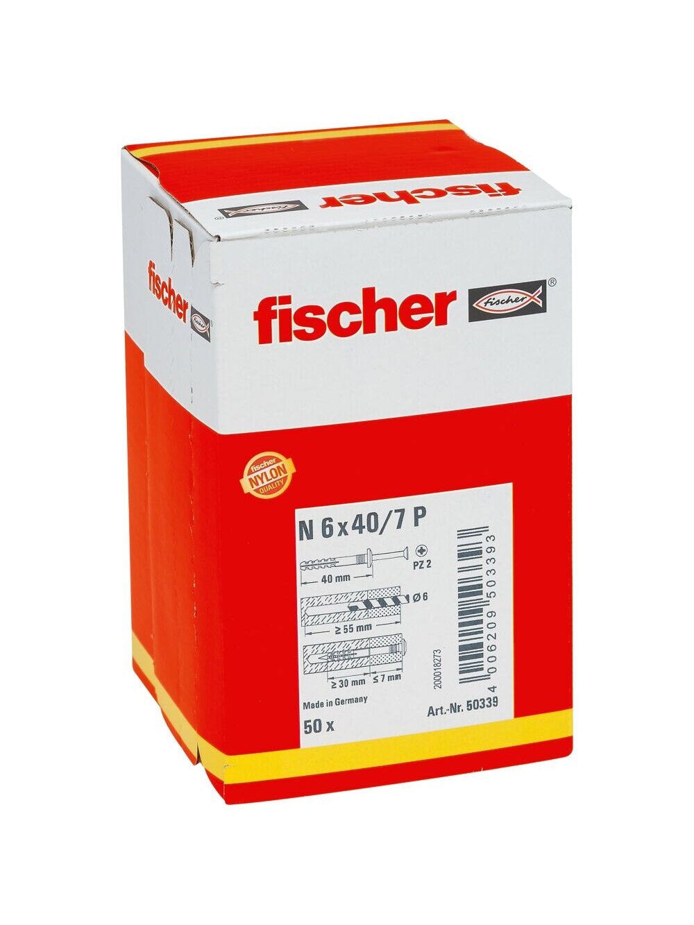 Fischer Kalamas kaištis su borteliu Hammerfix N P 6x40mm, Fischer 50 vnt. 1