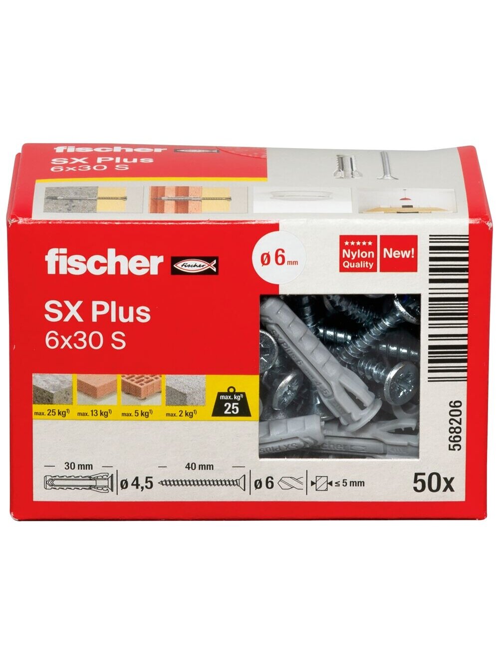 Fischer Univers. kaišt. SX Plus 6x30 mm, su varžt. 50 vnt. 3