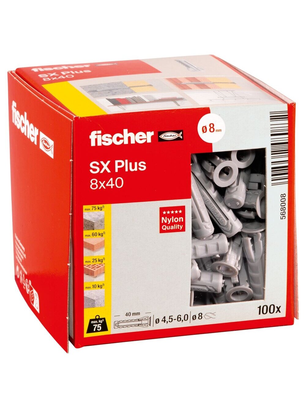 Fischer Univers. kaišt. SX Plus 8x40 mm, 100 vnt. 1 Fischer Univers. kaišt. SX Plus 8x40 mm, 100 vnt. 1