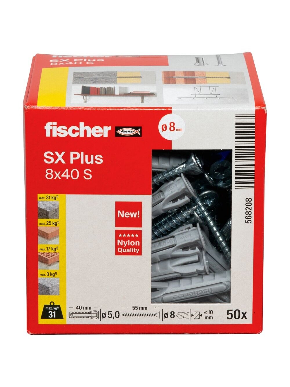Fischer Univers. kaišt. SX Plus 8x40 mm, su varžt. 50 vnt. 3 Fischer Univers. kaišt. SX Plus 8x40 mm, su varžt. 50 vnt. 3