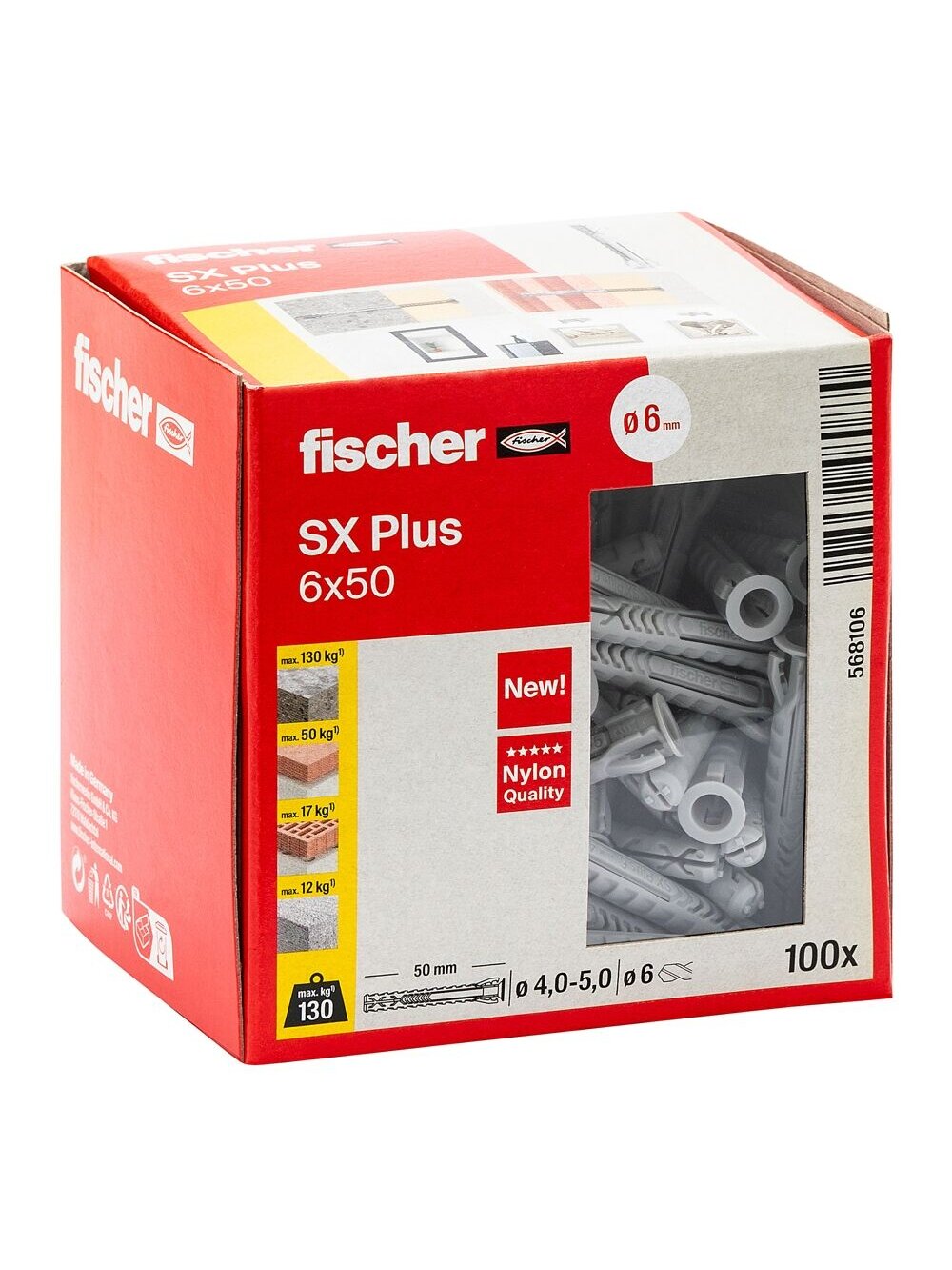 Fischer Univers. prailg. kaišt. SX Plus 6x50 mm, 100 vnt. 1 Fischer Univers. prailg. kaišt. SX Plus 6x50 mm, 100 vnt. 1