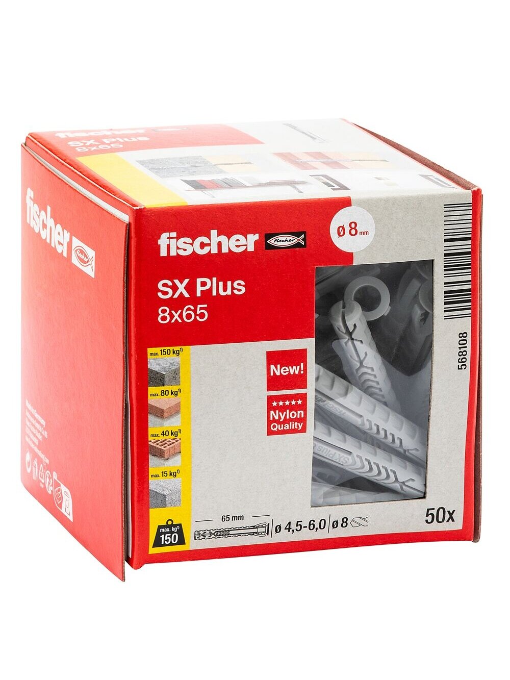 Fischer Univers. prailg. kaišt. SX Plus 8x65 mm, 50 vnt. 1 Fischer Univers. prailg. kaišt. SX Plus 8x65 mm, 50 vnt. 1