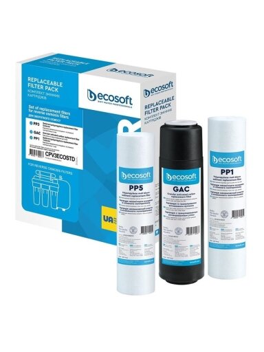 Filtravimo kasečių komplektas Ecosoft CPV3ECOSTD, 10"