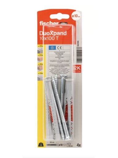 Fischer DuoXpand kaištis su varžtu 10x100 T, 4 vnt.
