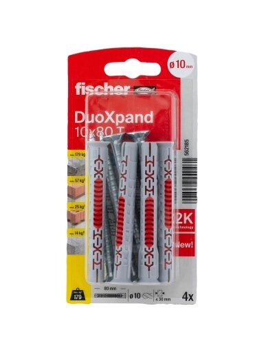 Fischer DuoXpand kaištis su varžtu 10x80 T, 4 vnt.