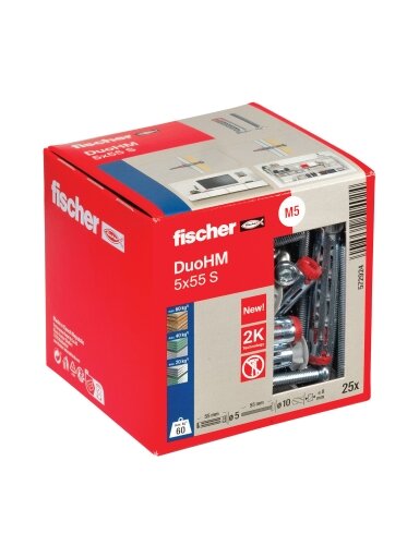 Fischer Tuščiavidurių konstrukcijų kaištis DuoHM 5x55 S PH TX, Fischer, 25 vnt.