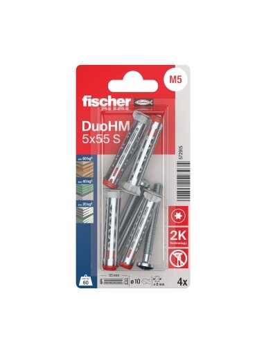 Fischer Tuščiavidurių konstrukcijų kaištis DuoHM 5x55 S PH TX, Fischer, 4 vnt.