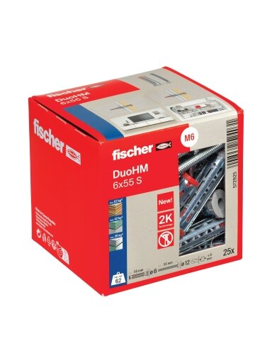 Fischer Tuščiavidurių konstrukcijų kaištis DuoHM 6x55 S PH TX, Fischer, 25 vnt.