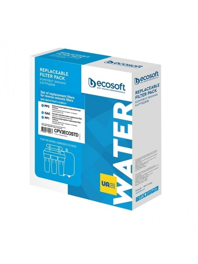Filtravimo kasečių komplektas Ecosoft CPV3ECOSTD, 10" 1 Filtravimo kasečių komplektas Ecosoft CPV3ECOSTD, 10" 1