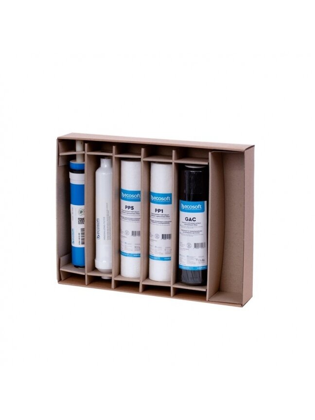 Filtravimo kasečių komplektas Ecosoft CPV5MCSVECO, 10" Filtravimo kasečių komplektas Ecosoft CPV5MCSVECO, 10"