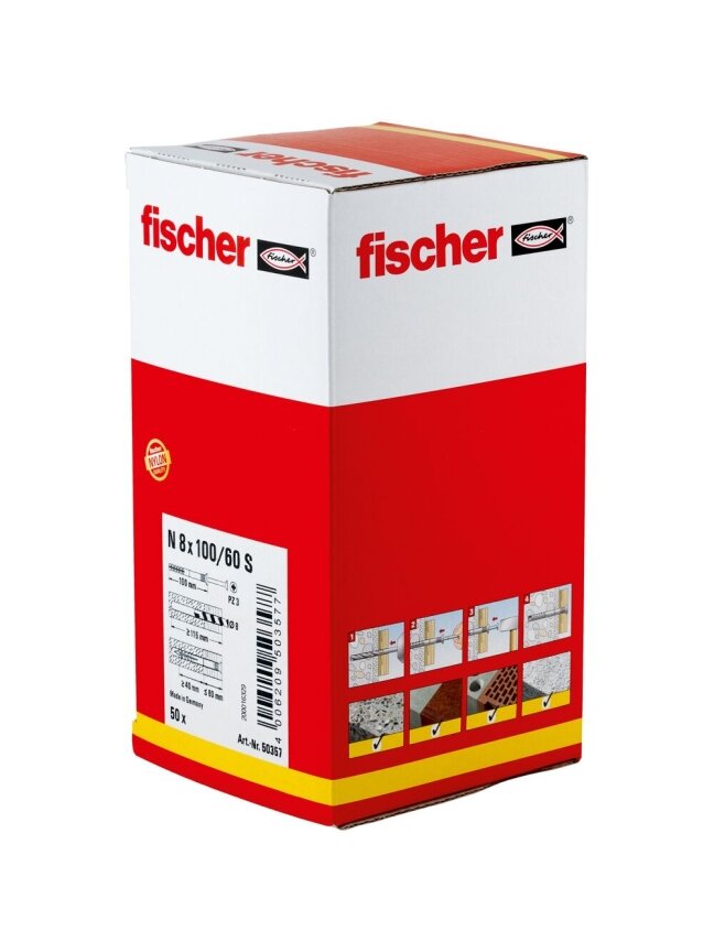 Fischer Kalamas kaištis N S 8x60/20 mm, Fischer 50 vnt. 1 Fischer Kalamas kaištis N S 8x60/20 mm, Fischer 50 vnt. 1