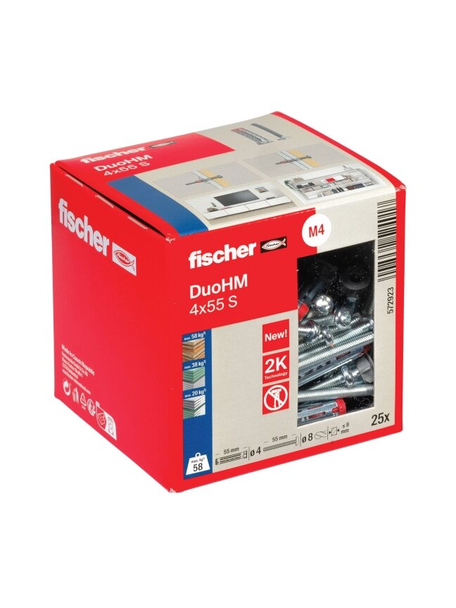 Fischer Tuščiavidurių konstrukcijų kaištis DuoHM 4x55 S PH TX, Fischer, 25 vnt. 1