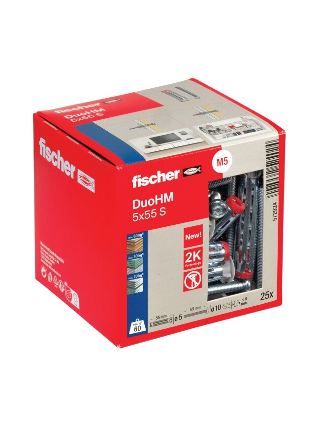 Fischer Tuščiavidurių konstrukcijų kaištis DuoHM 5x55 S PH TX, Fischer, 25 vnt. 1