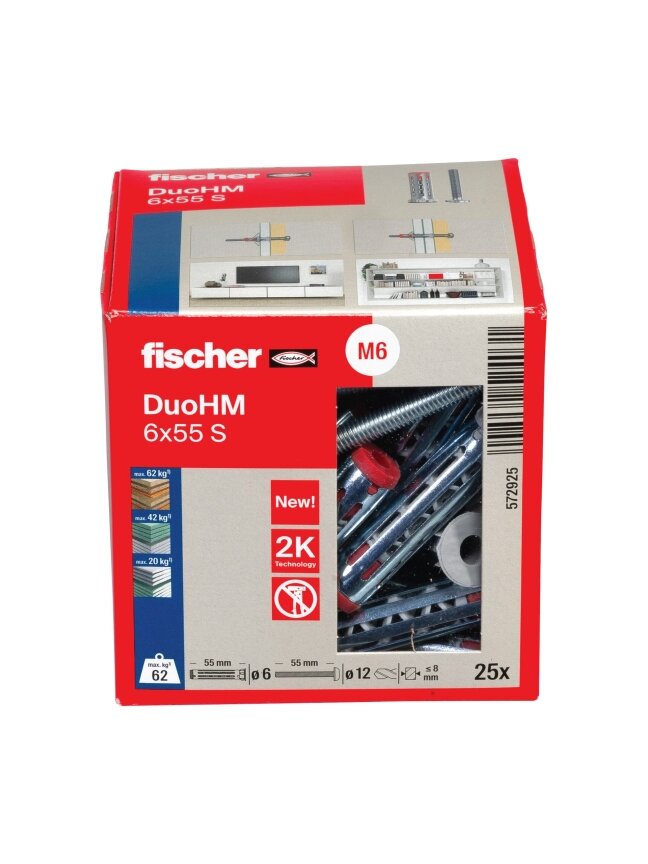 Fischer Tuščiavidurių konstrukcijų kaištis DuoHM 6x55 S PH TX, Fischer, 25 vnt. 2