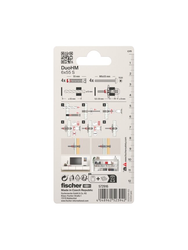 Fischer Tuščiavidurių konstrukcijų kaištis DuoHM 6x55 S PH TX, Fischer, 4 vnt.   2