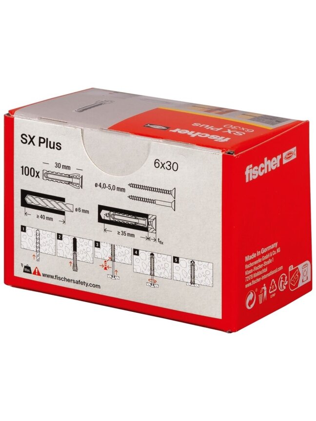 Fischer Univers. kaišt. SX Plus 6x30 mm, 100 vnt. 2 Fischer Univers. kaišt. SX Plus 6x30 mm, 100 vnt. 2