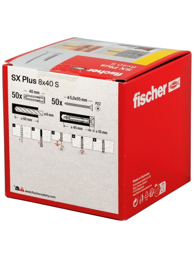 Fischer Univers. kaišt. SX Plus 8x40 mm, su varžt. 50 vnt. 4 Fischer Univers. kaišt. SX Plus 8x40 mm, su varžt. 50 vnt. 4