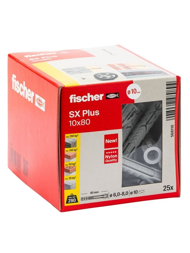 Fischer Univers. prailg. kaišt. SX Plus 10x80 mm, 25 vnt. 1