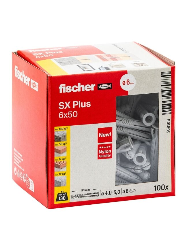 Fischer Univers. prailg. kaišt. SX Plus 6x50 mm, 100 vnt. 1 Fischer Univers. prailg. kaišt. SX Plus 6x50 mm, 100 vnt. 1