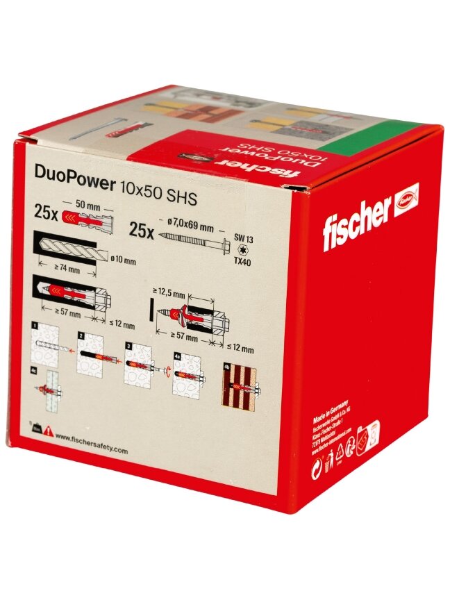 Fischer Universalus dvikomponentis kaištis DuoPower 10 x 50 S, FISCHER, 25 vnt. 2