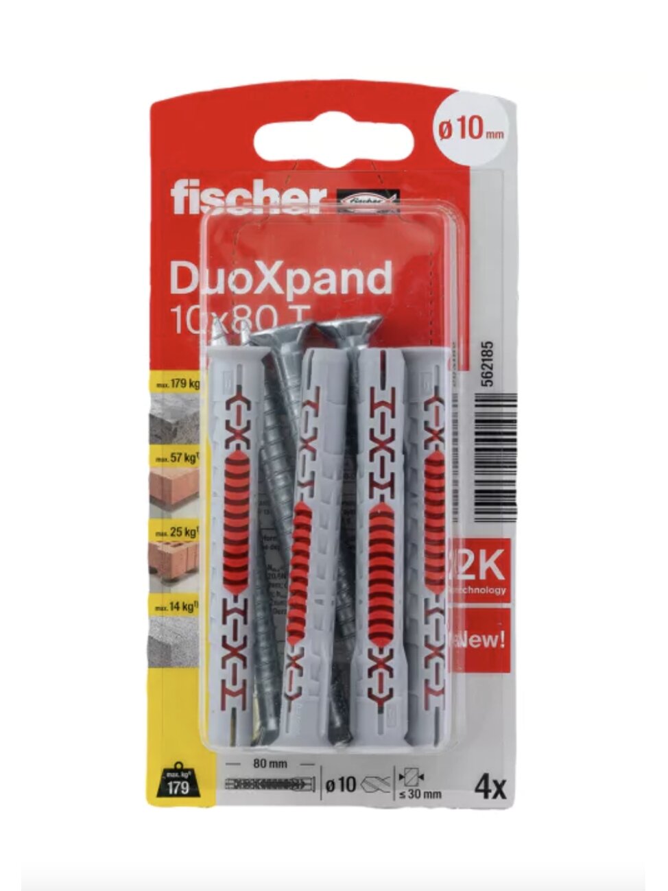 Fischer DuoXpand kaištis su varžtu 10x80 T, 4 vnt. Fischer DuoXpand kaištis su varžtu 10x80 T, 4 vnt.