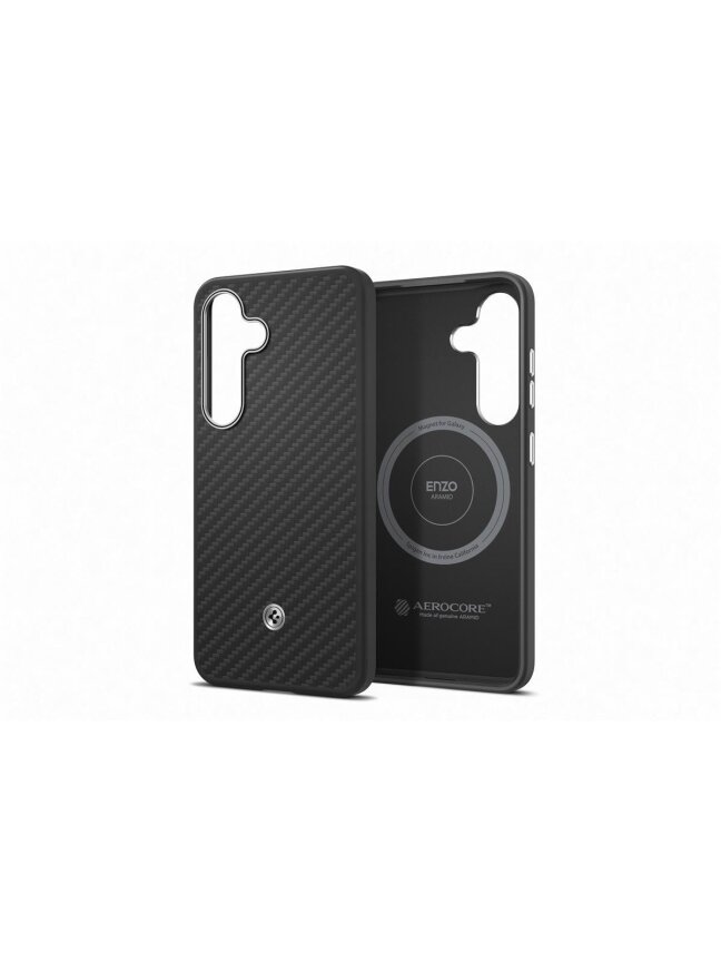 FPS936PGABW Enzo Aramid Case Samsung Galaxy S25 Plus, Black Silver