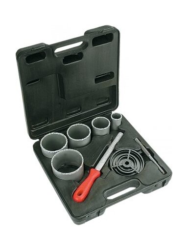 Frezų glazūrai komplektas volframinis Verto | 32-83mm + dildė, 8 vnt.