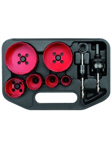 Frezų karūnų bi-metal. rinkinys elektrikui 8 vnt. Yato | 22-73mm, h40mm