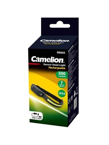 Galvos žibintuvėlis Camelion 5+3W LED, su sensoriumi, 500lm