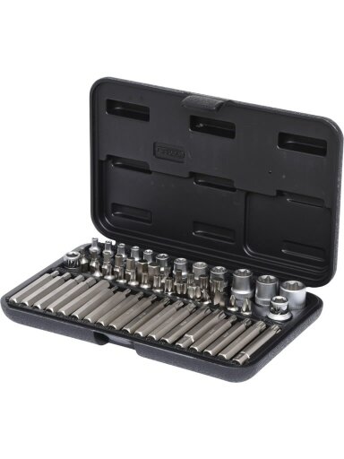 Galvučių ir antgalių komplektas Torx 1/4",3/8",1/2" 57vnt, KS Tools