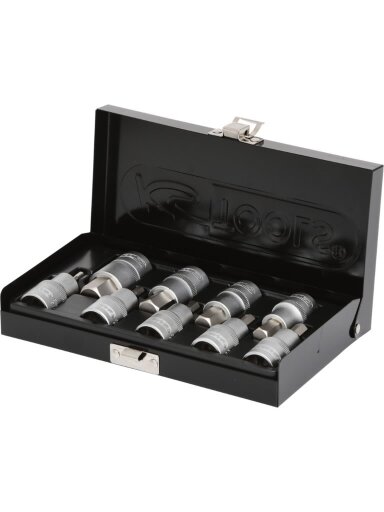 Galvučių su šešiakampiais antgaliais komplektas 1/2", HEX 4-, KS Tools
